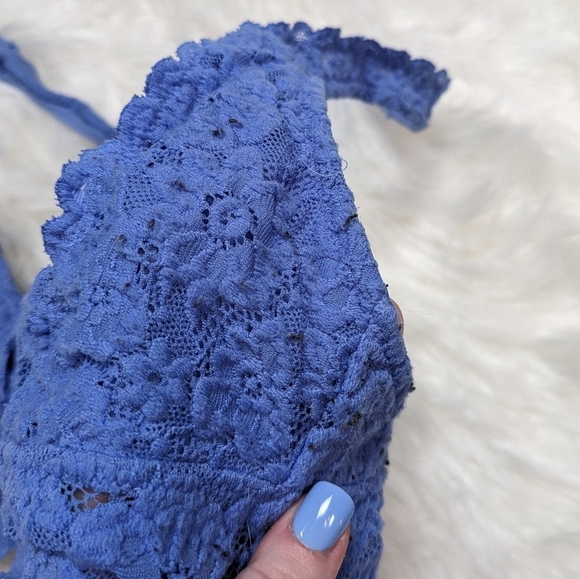 Aerie Cross Back Strappy Lace Bralette in Blue‎ Size Medium - Picture 5 of 6